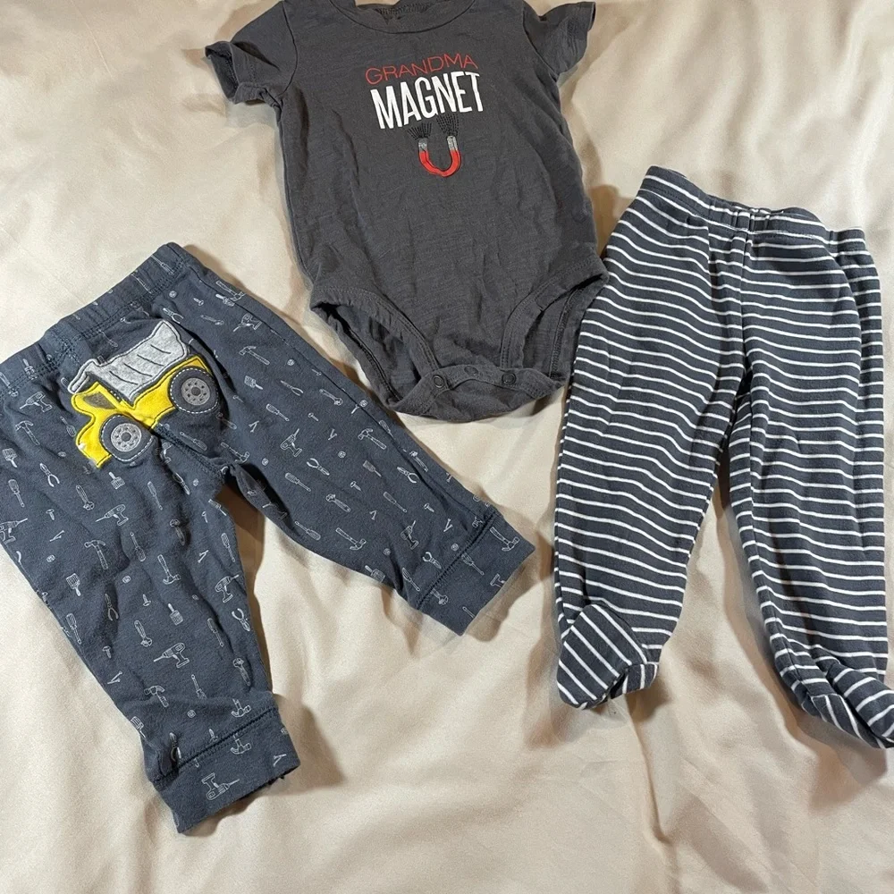 Carter’s Boys’ Onesies and Pants Sets - Gray‎ and Blue, Size 6 month