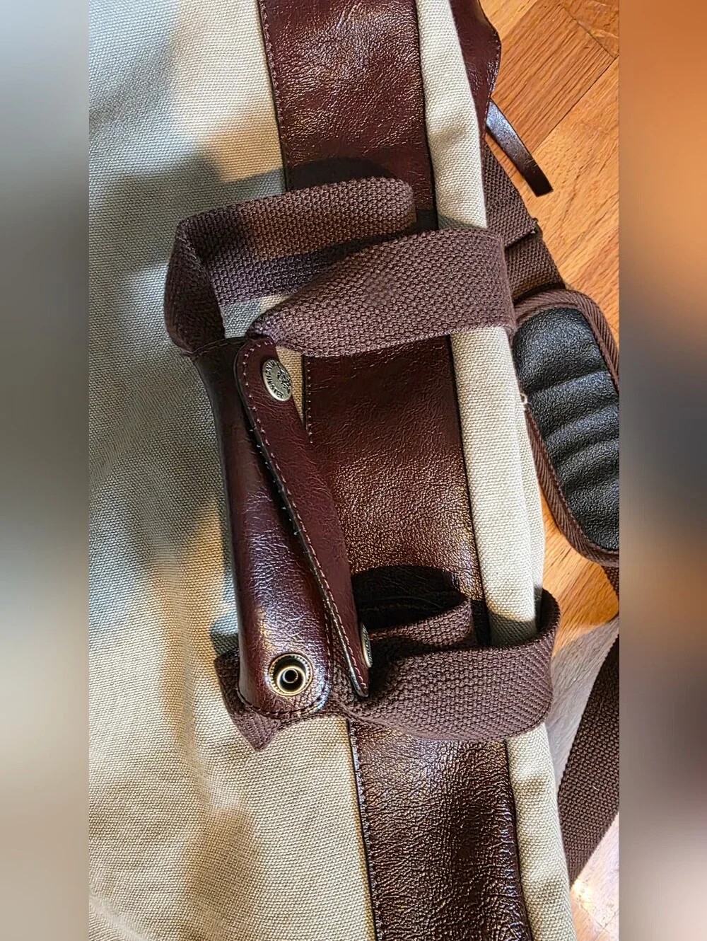 Winchester Vintage Tan Canvas And Leather Weekender Luggage Bag Travel Suitcase