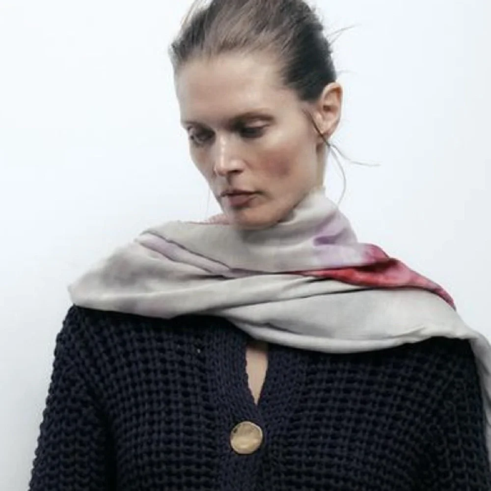 NWOT Zara Modal/Silk Blend Printed Scarf.