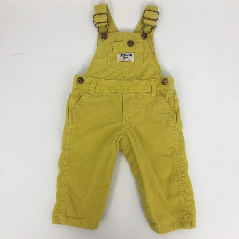 Oshkosh B’Gosh 1990’s Vintage Yellow Corduroy Overalls Kids Size 6 Months