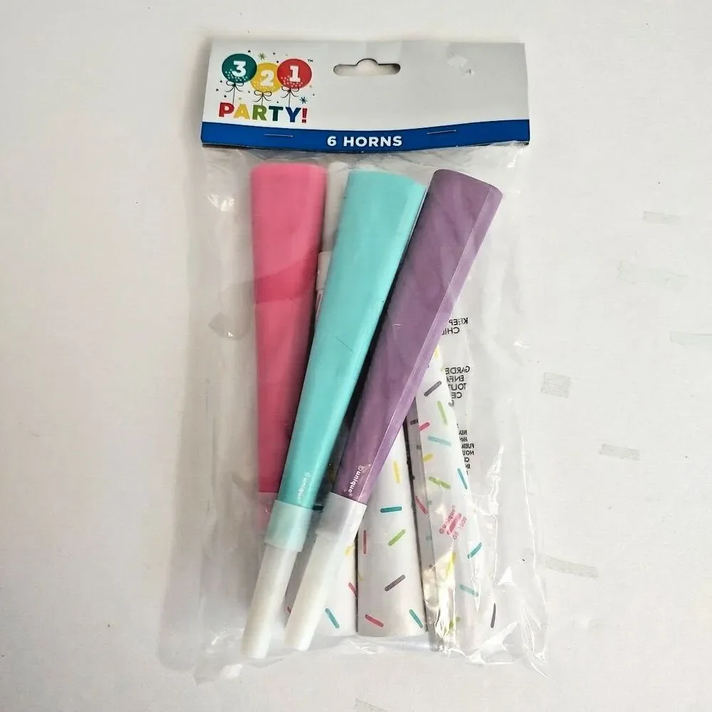 321 Party Favors 6 Horns Pastel Colors 11