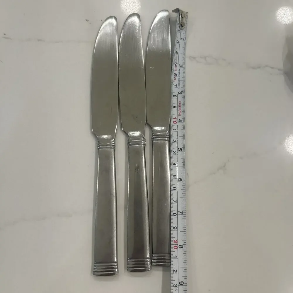 Vtg Wallace NAPOLI-FROST Stainless 18/10 Set of 3 Flatware 8.5” Dinner Knives