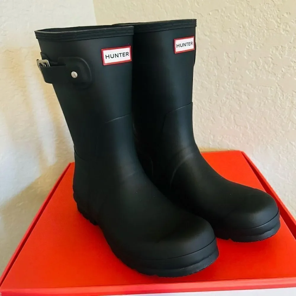 HUNTER Original Short‎ Waterproof Rain Boot, Rubber Black, Size 10, NWT
