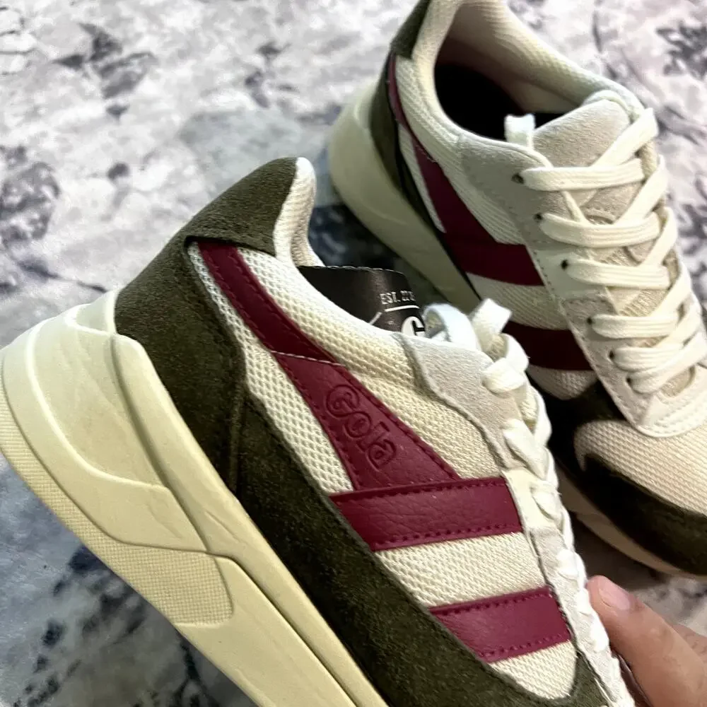 Gola Classics Women's Tempest Sneakers Off White/Khaki/Raspberry Sz 5