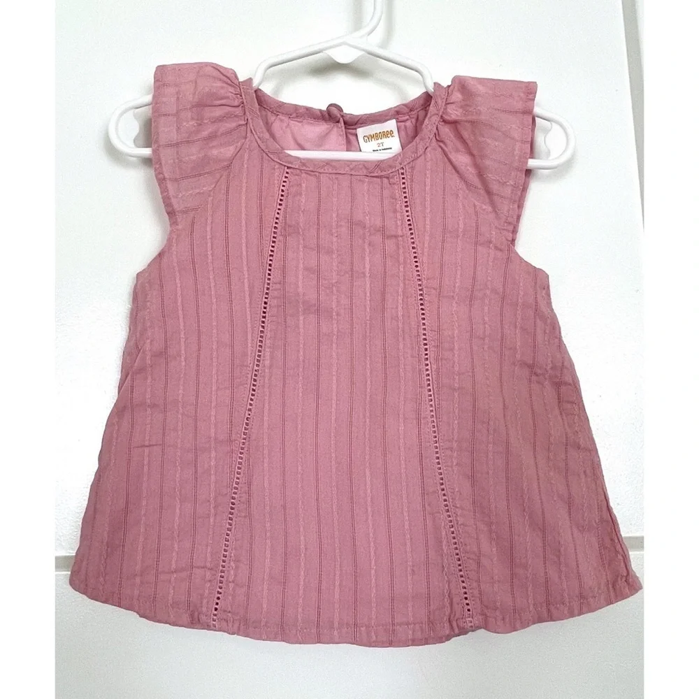 Gymboree Cap Ruffle sleeve Lined Eyelet Top, 2T