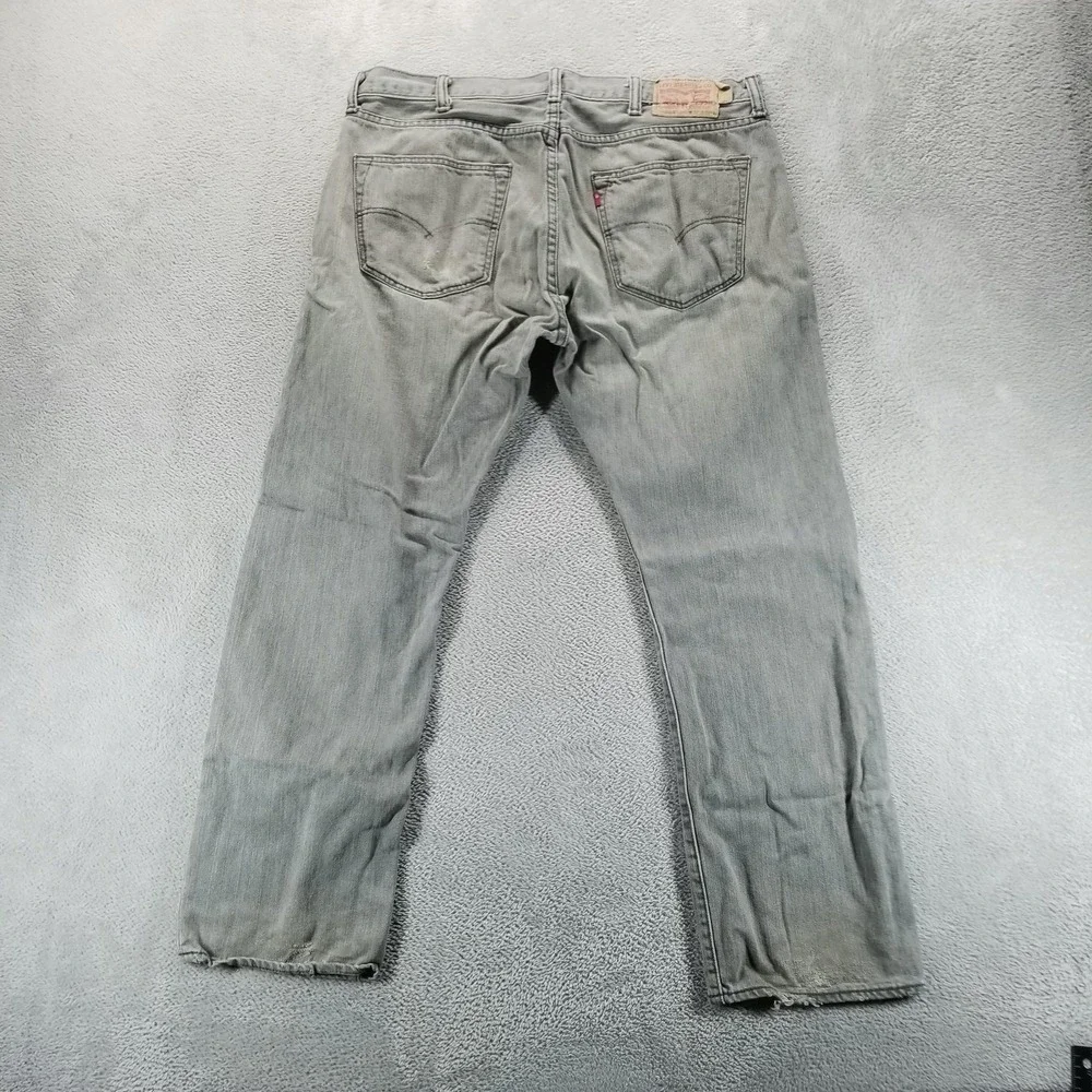 Levis 501 Jeans Mens 38x30 Gray Regular Straight Light Wash Comfort Denim