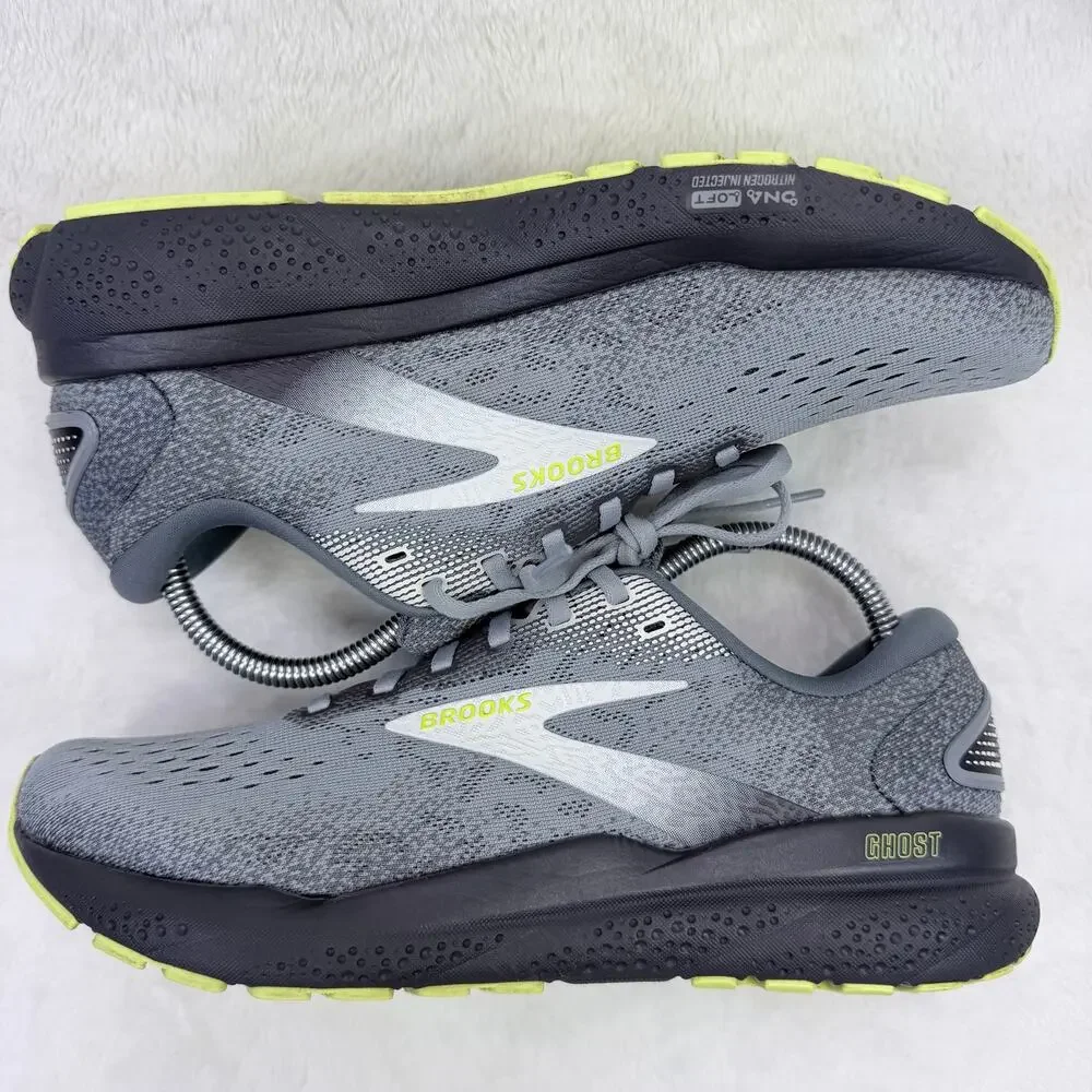 Brooks Ghost 16 Mens Running Shoes Primer Grey Lime Size 8 D Medium