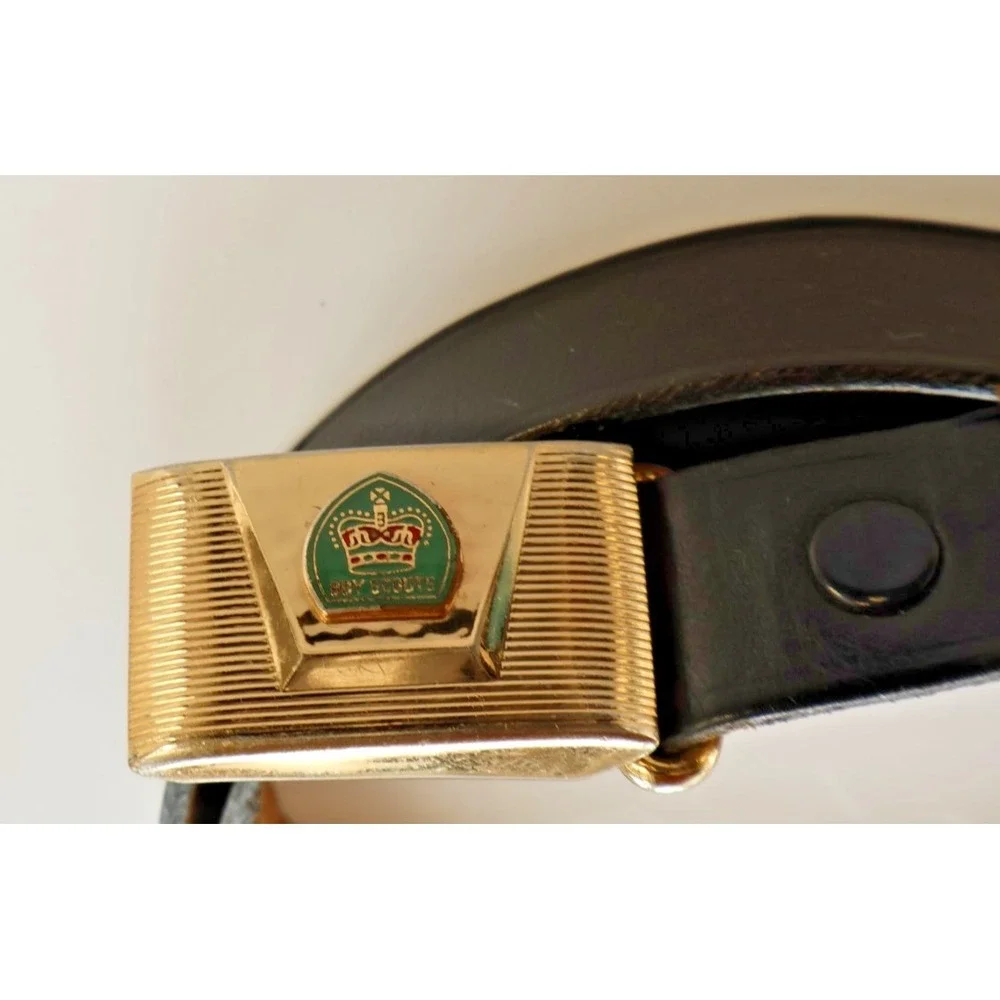 Boy Scouts Hickok Cowhide Black Leather Belt with Gold Crown bukle Size 36