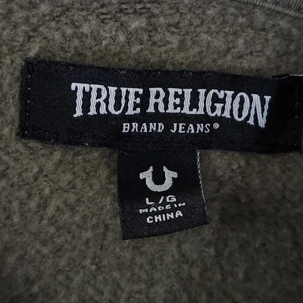 True‎ Religion Old Skool Hoodie Mens Large Olive Green Buddha Graphic Full Zip