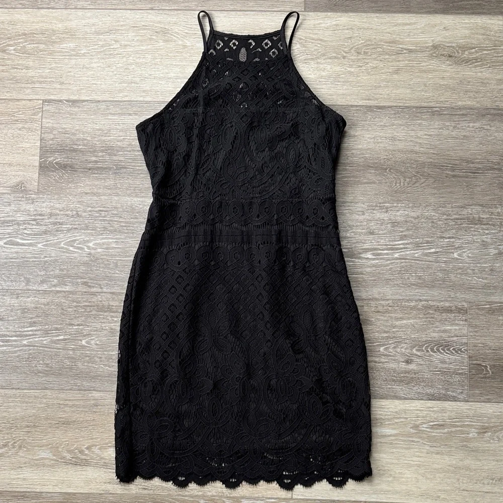 Express Black Lace Halter Mini Dress NWOT