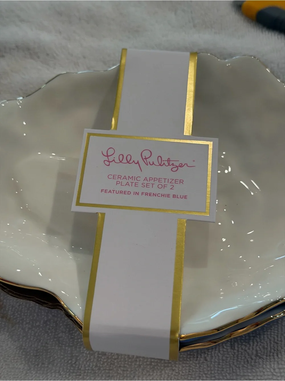 Lilly Pulitzer Ceramic Oyster Shell Appetizer Plate Set of 2 Frenchie Blue NIB