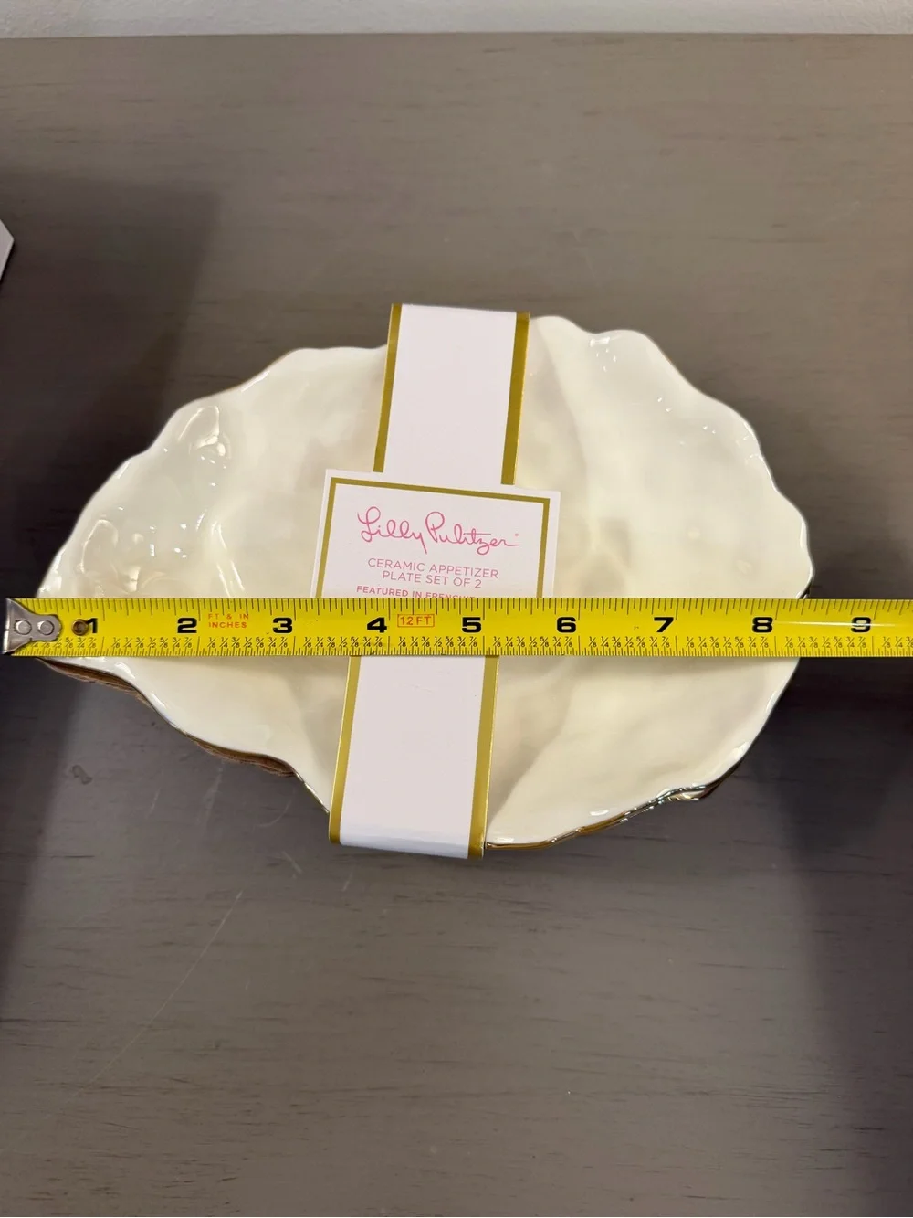 Lilly Pulitzer Ceramic Oyster Shell Appetizer Plate Set of 2 Frenchie Blue NIB