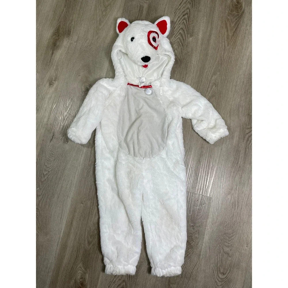 Target Bullseye Dog Costume Toddler 2T 3T Plush Hooded Halloween Mascot