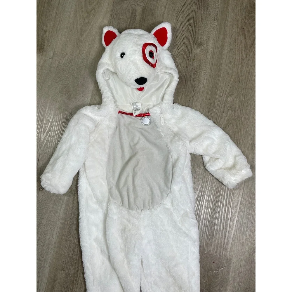 Target Bullseye Dog Costume Toddler 2T 3T Plush Hooded Halloween Mascot