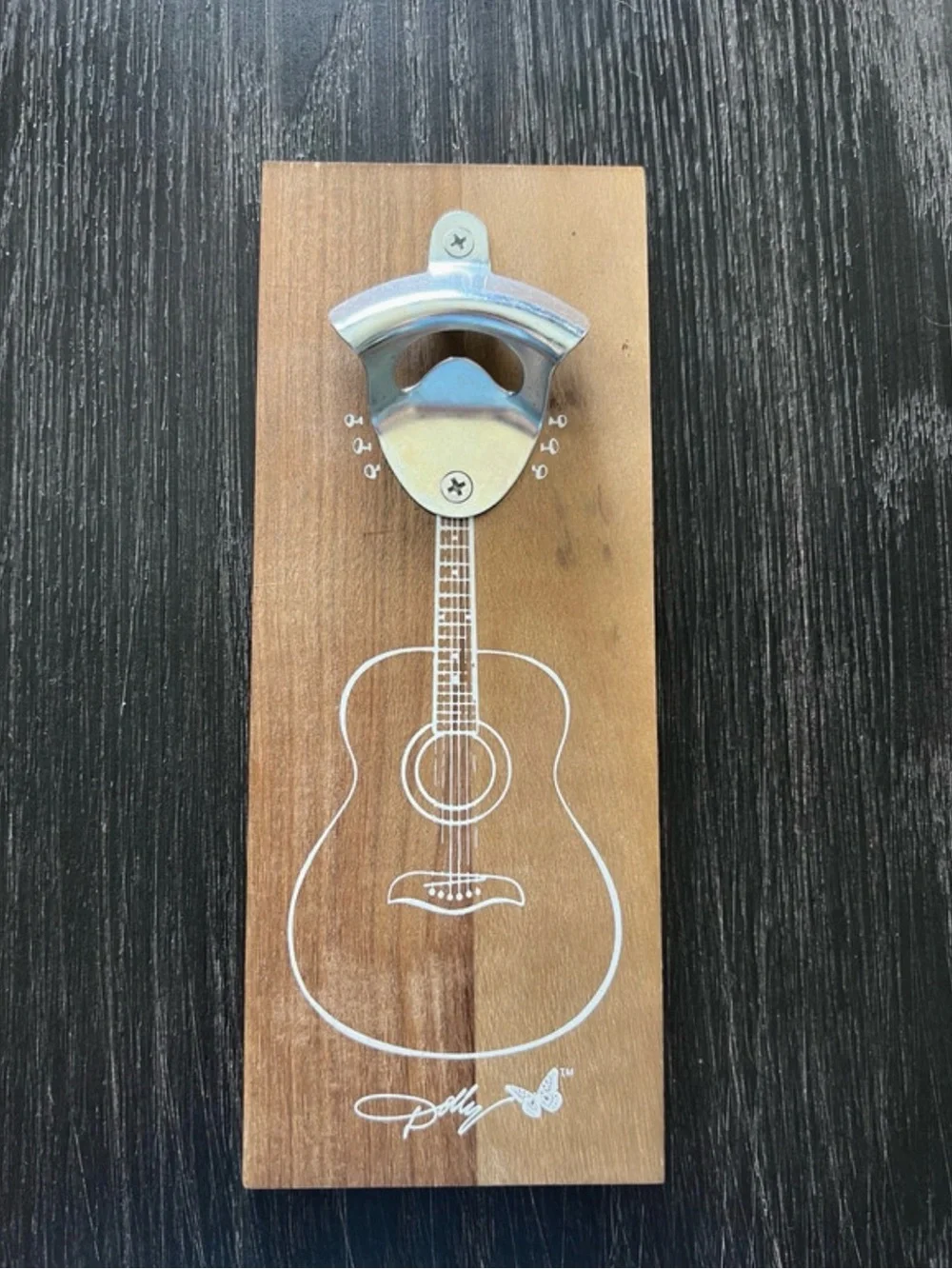Dolly Parton Wooden Guitar Wall Bottle Opener