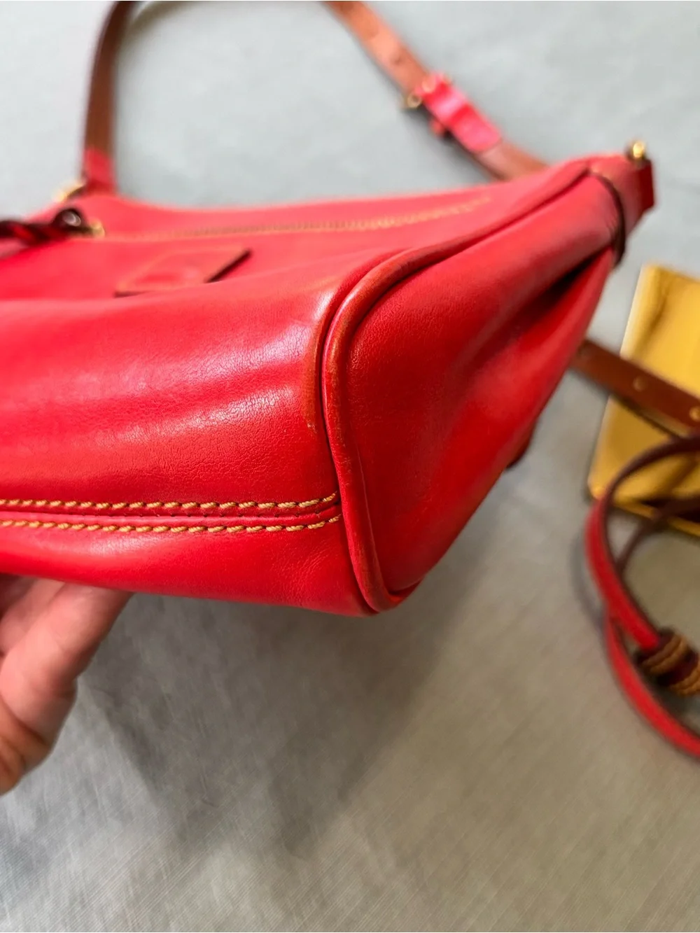 Dooney & Bourke Persimmon Florentine Leather Shoulder Bag with Strap Extender