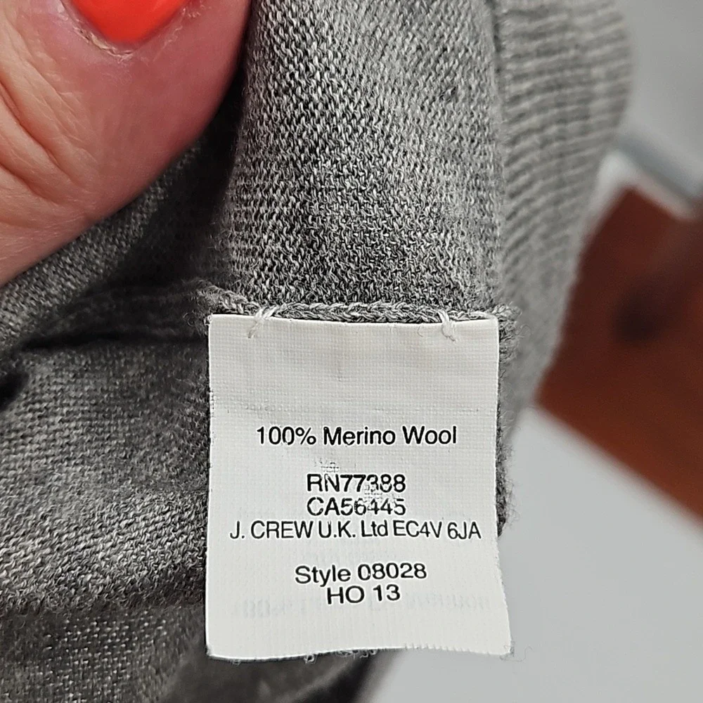 J. Crew Outlet Heather Gray Merino Wool Crewneck‎ Sweater Size Small