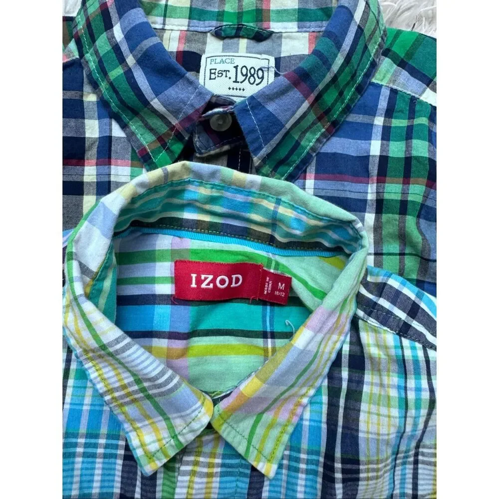 3 piece boys button down plaid shirt bundle size 10-12 by The Children’s Place,
