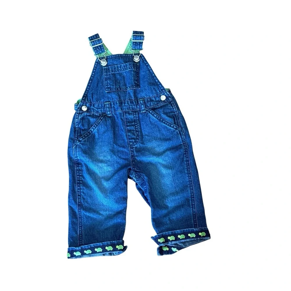 Gymboree Tiny Turtle Denim Bib Overalls 2008 Baby Boy‎ 6-12 Months