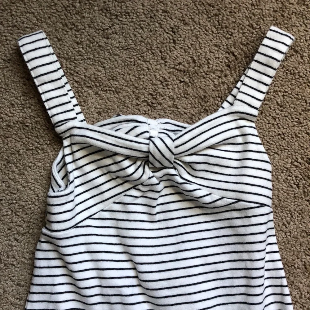 Gymboree Dress Girls Size 8 White Black Stripes‎ Floral Tank