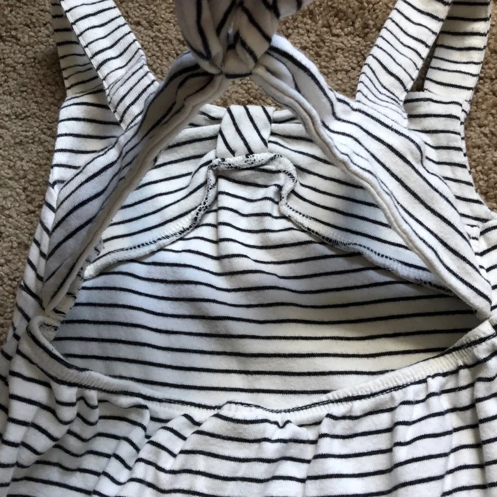 Gymboree Dress Girls Size 8 White Black Stripes‎ Floral Tank