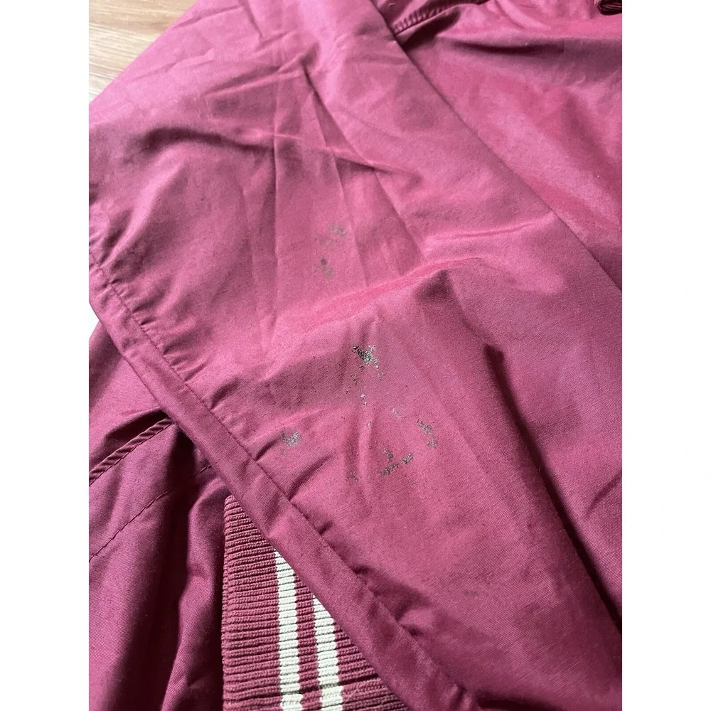 VINTAGE Woolrich Windbreaker‎ Bomber Track Jacket Collared Red Maroon Med USA