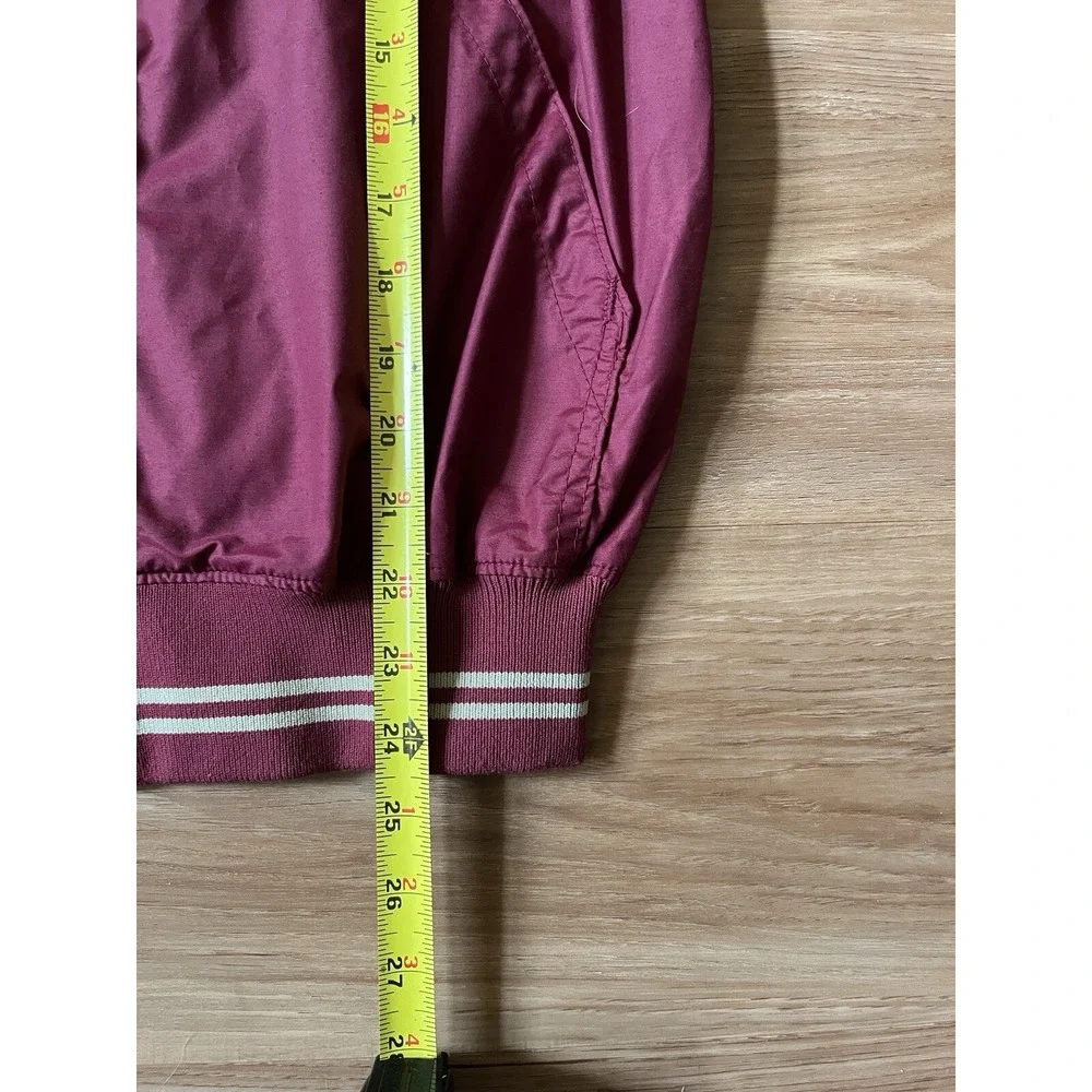 VINTAGE Woolrich Windbreaker‎ Bomber Track Jacket Collared Red Maroon Med USA