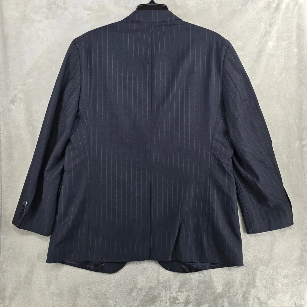 Brooks Brothers 346 Mens 45R‎ Navy Blue Pinstripe Stretch Wool Blend Blazer