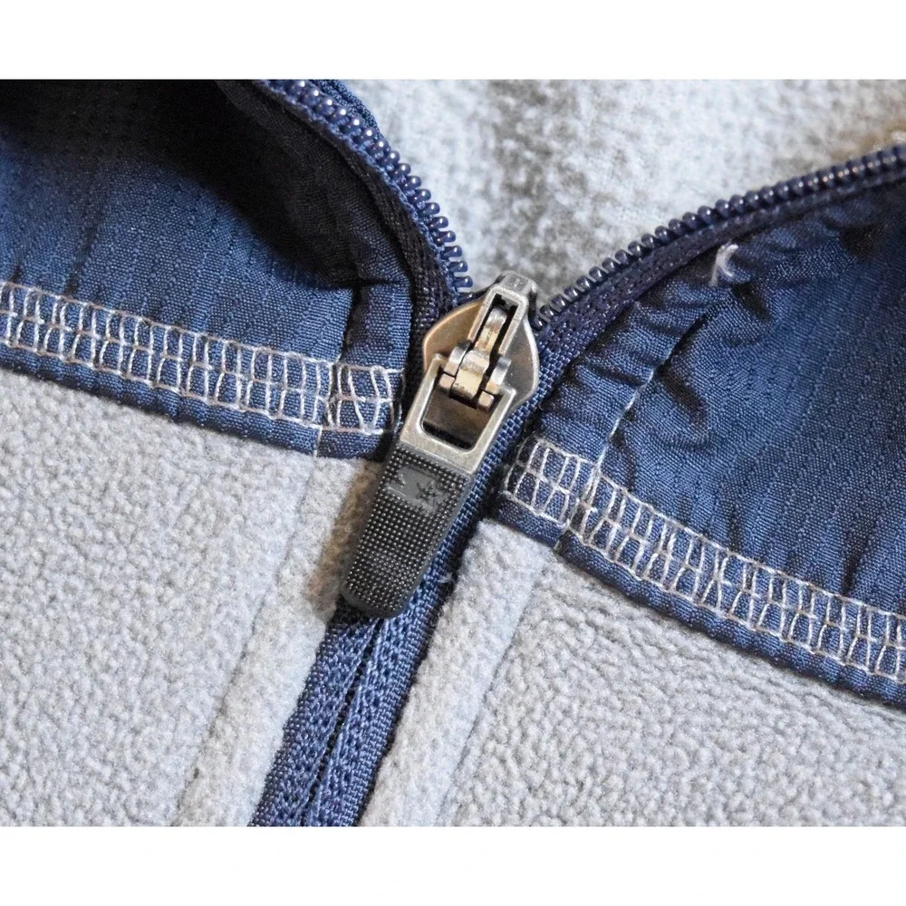 Starter Mens Large 1/4 Zip Fleece Pullover Grey Flannel Dark Navy Blue - RM49131