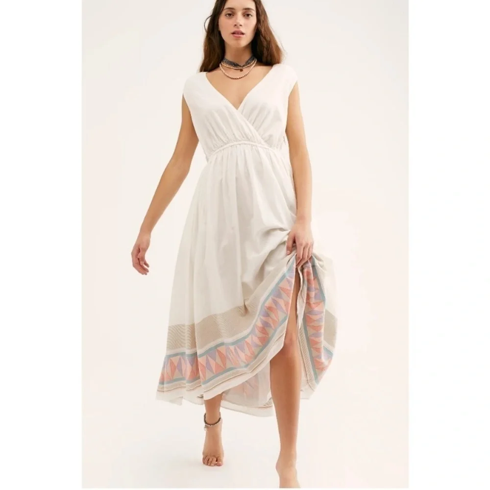 NEW Free People Lulu Embroidered Endless Summer Cotton Midi Dress