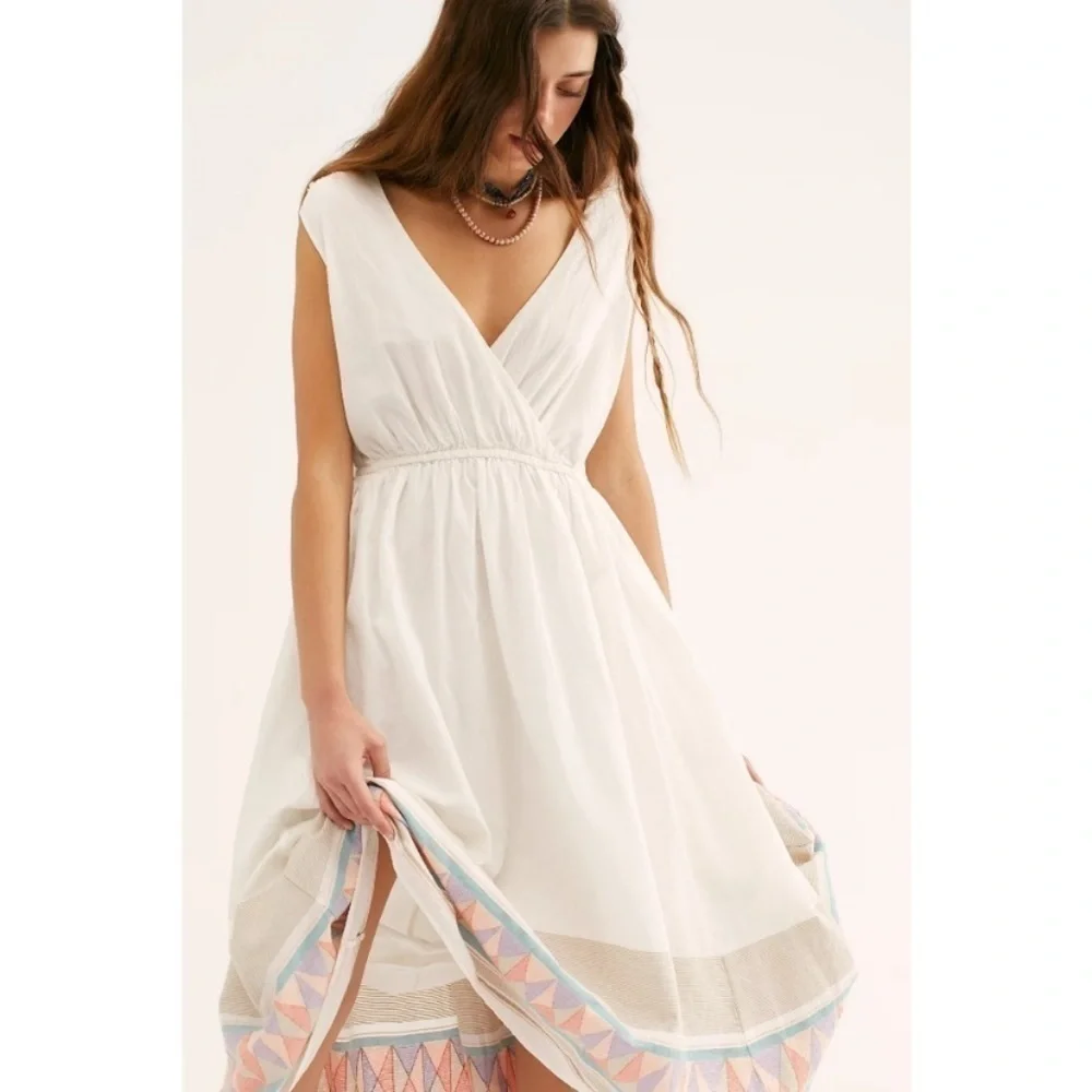 NEW Free People Lulu Embroidered Endless Summer Cotton Midi Dress