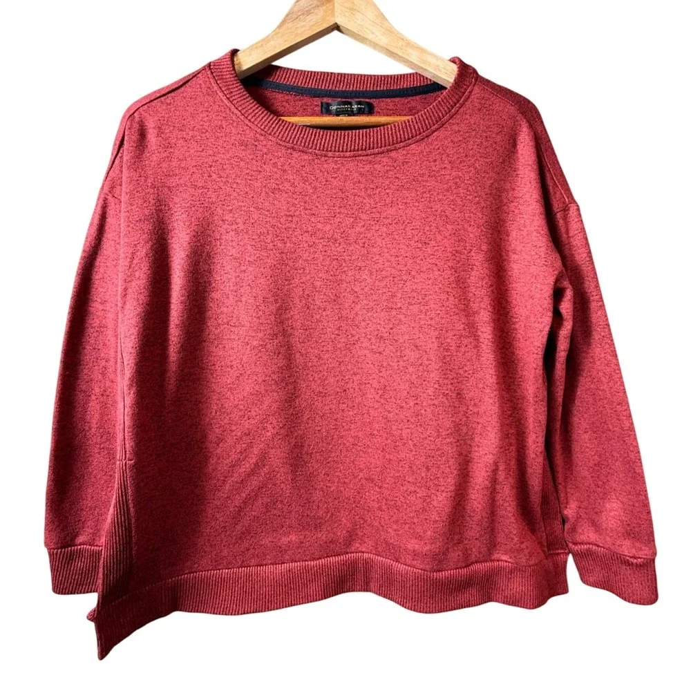 Donna Karan Sleepwear‎ Women's Red Marled Knit Crewneck Sweatshirt Size S