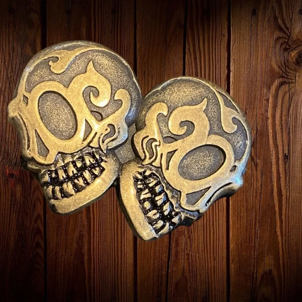 Skeleton Skull Belt Buckle Antiques Bronze