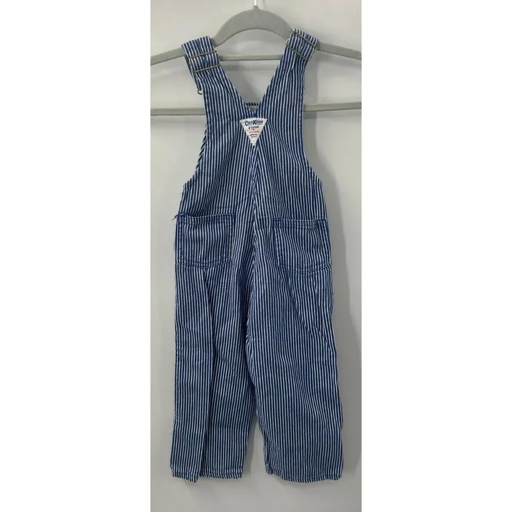 Vintage USA OshKosh B'gosh Overalls Vestbak 4T Bibs Pinstripe Railroad usa made