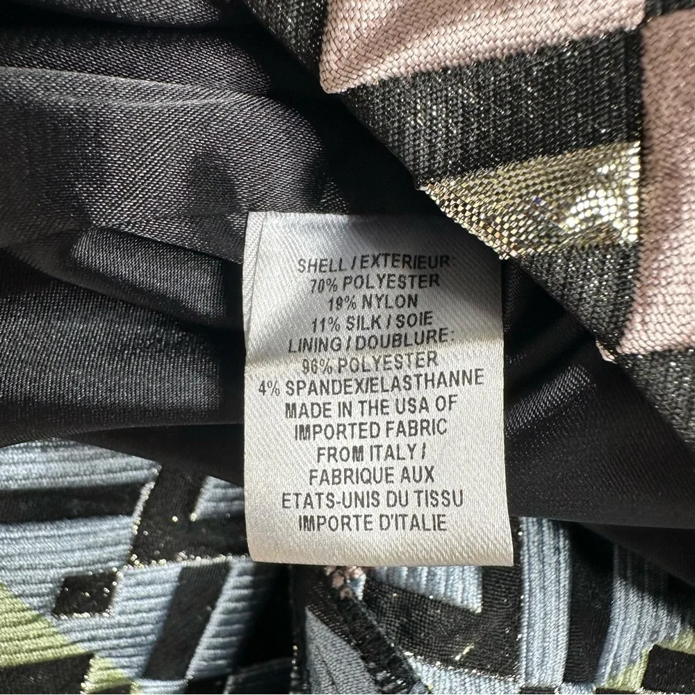 Milly Metallic Chevron Textured Modern Mini Skirt in Black Pink Green Womens 6