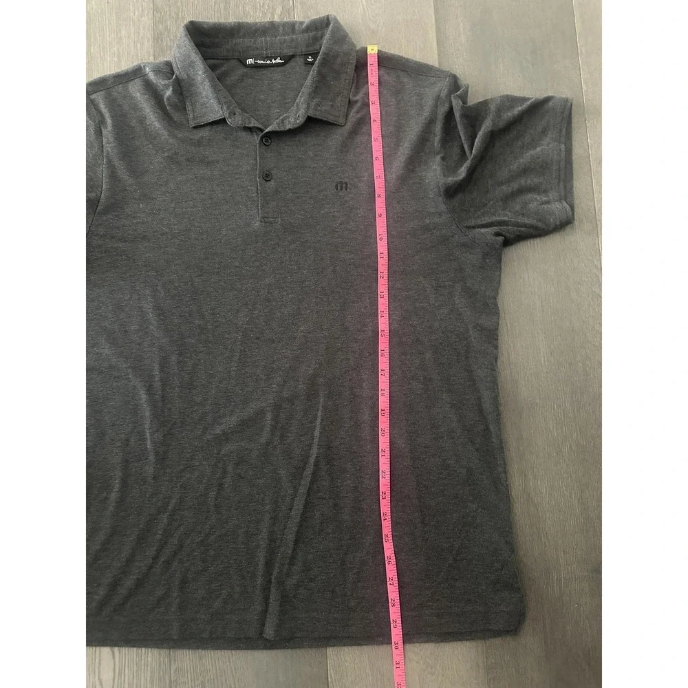TravisMathew Polo Shirt Mens XL Gray Heather Golf 3-Button Embroidered‎ Logo