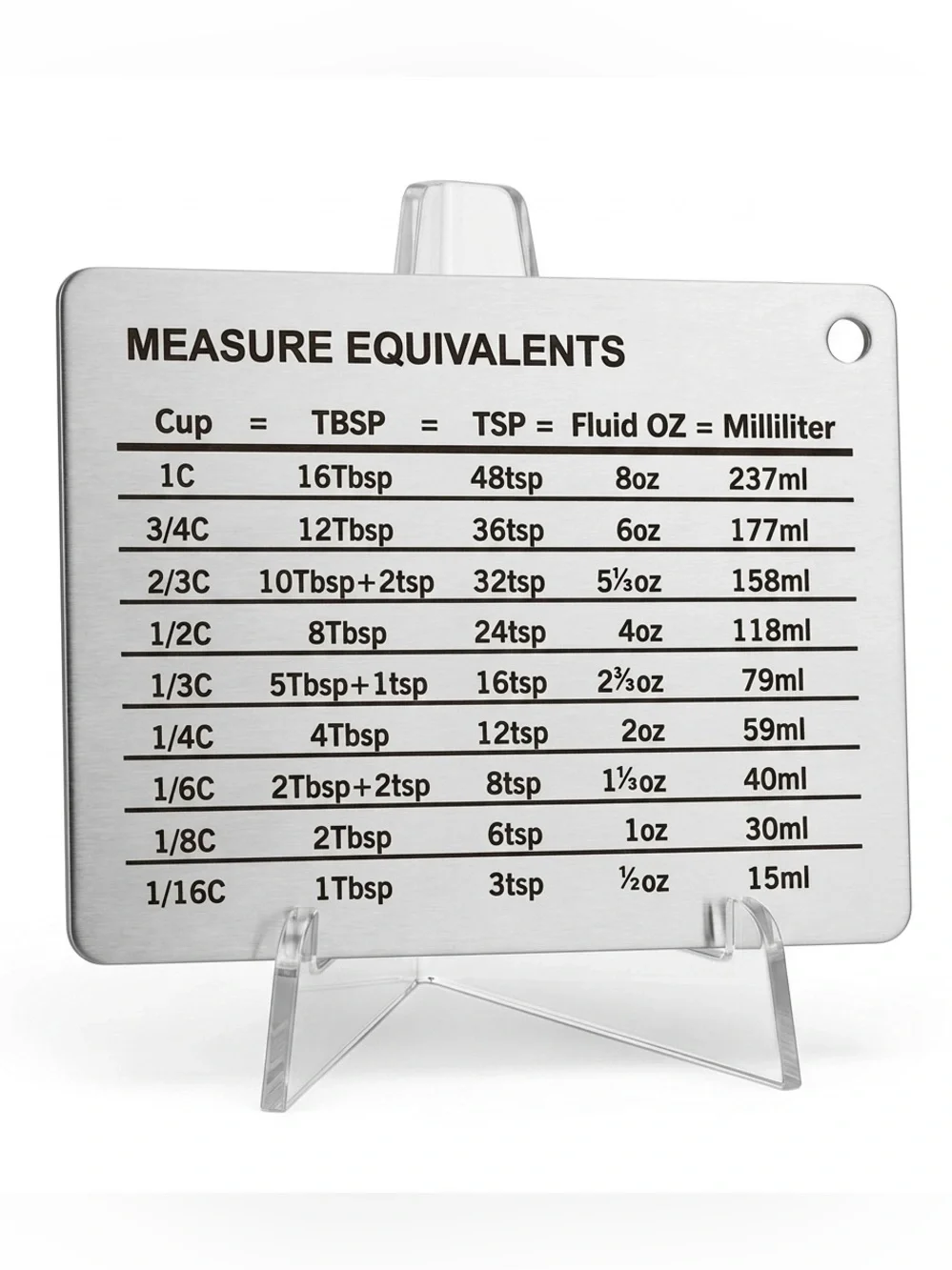 New Stainless Steel Silver Black Measure Equivalents Strong Baking Fridge Magnet
