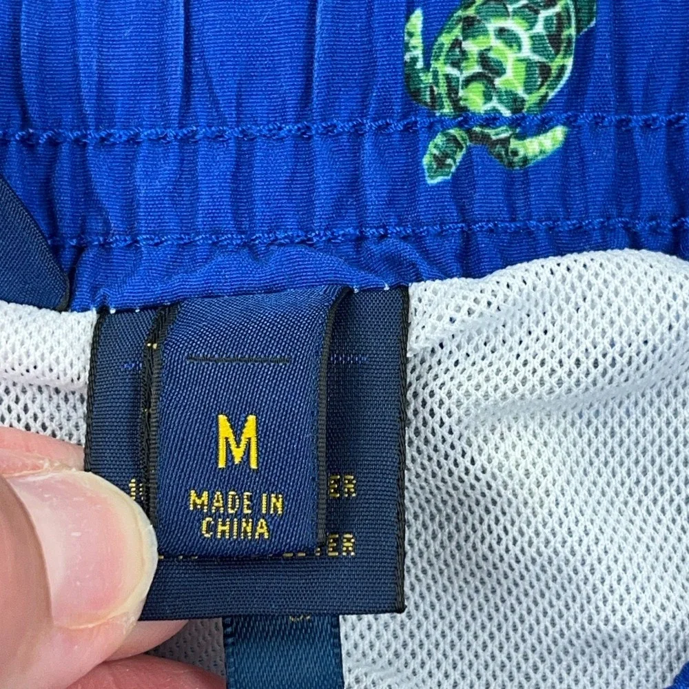 Polo Ralph Lauren Swim Trunks Men Medium Blue Turtle Print Board Shorts‎ 33