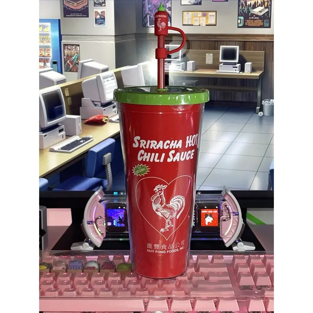 Sriracha Tumbler & 4 Socks Set Straw Crew Ankle Huy Fong Rooster Hot Chili Sauce