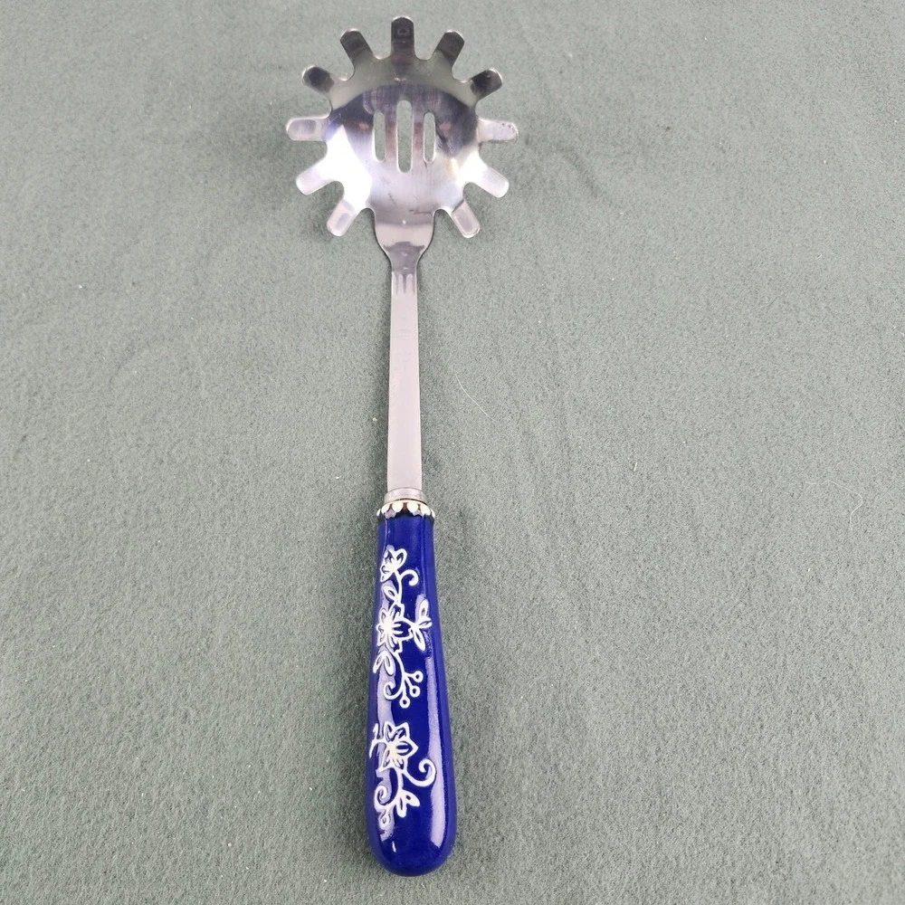Temptations by Tara Floral Lace Ceramic Stainless Steel Pasta Server Utensil