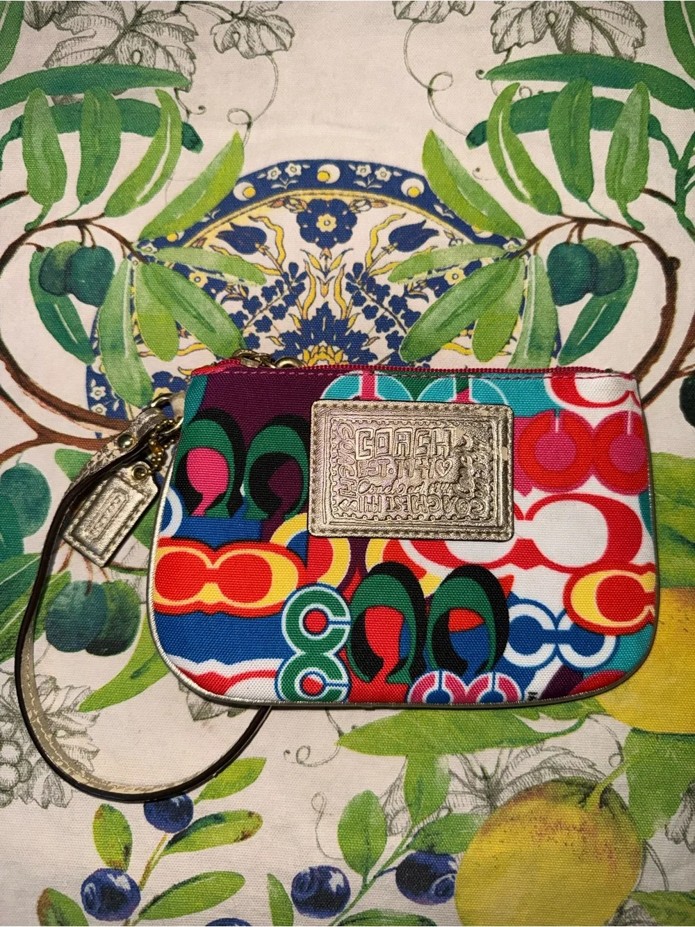 Coach Multicolor Graphic Signature Wristlet