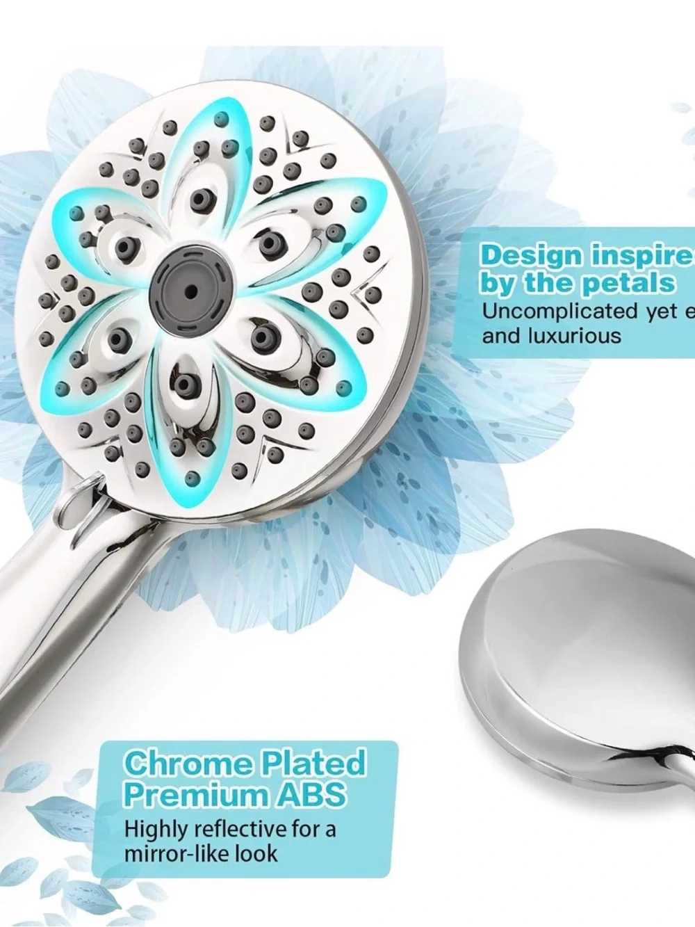 JDO High Pressure Handheld Shower Head 6 Spray Settings Chrome New