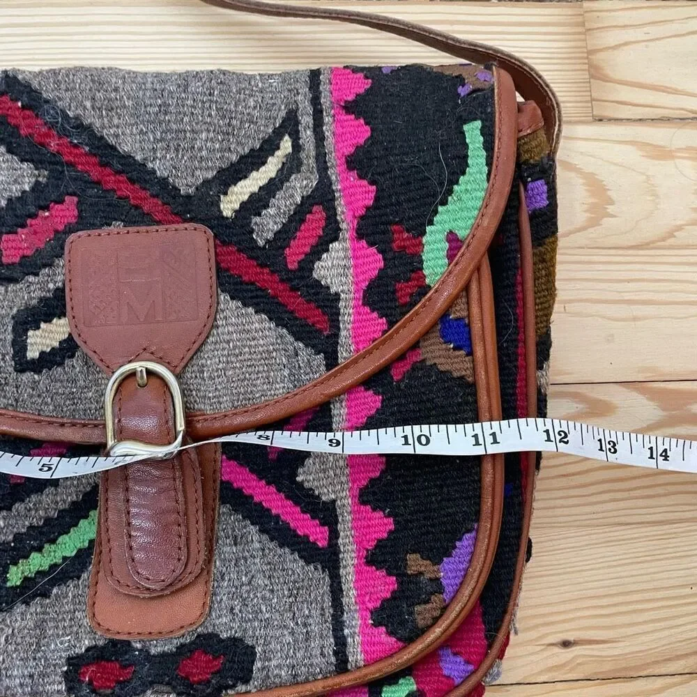 EM MAY Turkish‎ Kilim Wool Handbag Crossbody Messenger Bag Purse Unique Suede