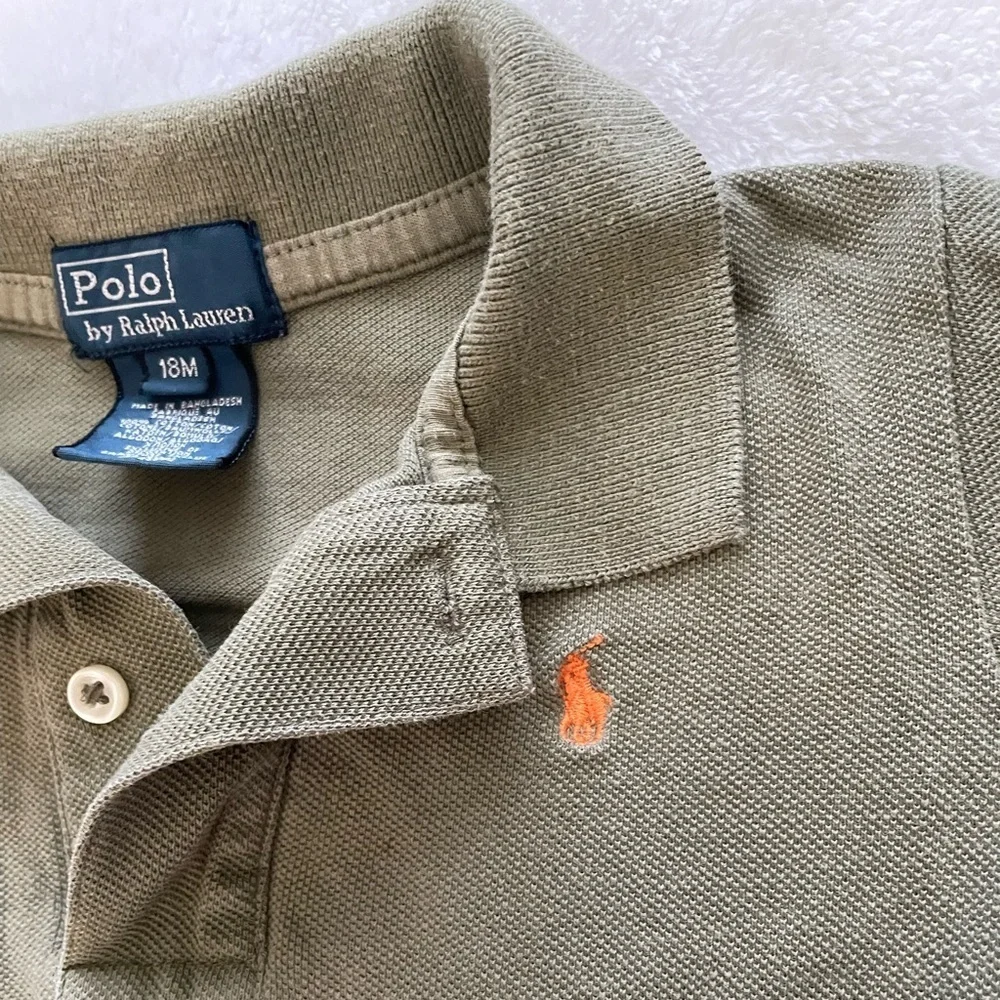 Ralph Lauren Green Polo with Orange Logo