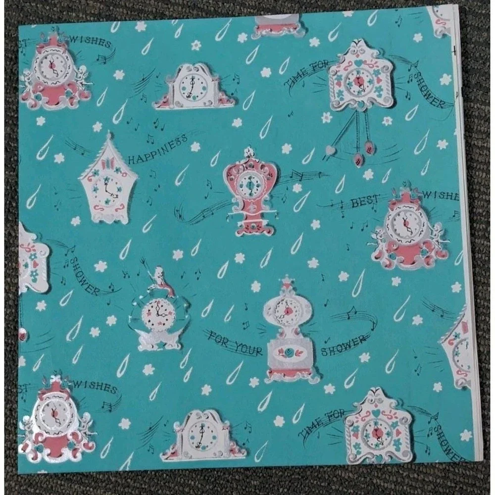 Vtg Bridal Wedding Shower Wrapping Paper Squares Lot 5 Uncut 1950/60/70's