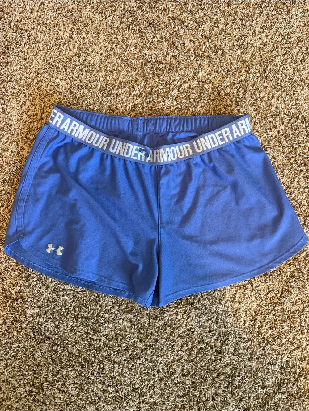 Under Armour Periwinkle Women's Athletic Shorts with logo Waistband