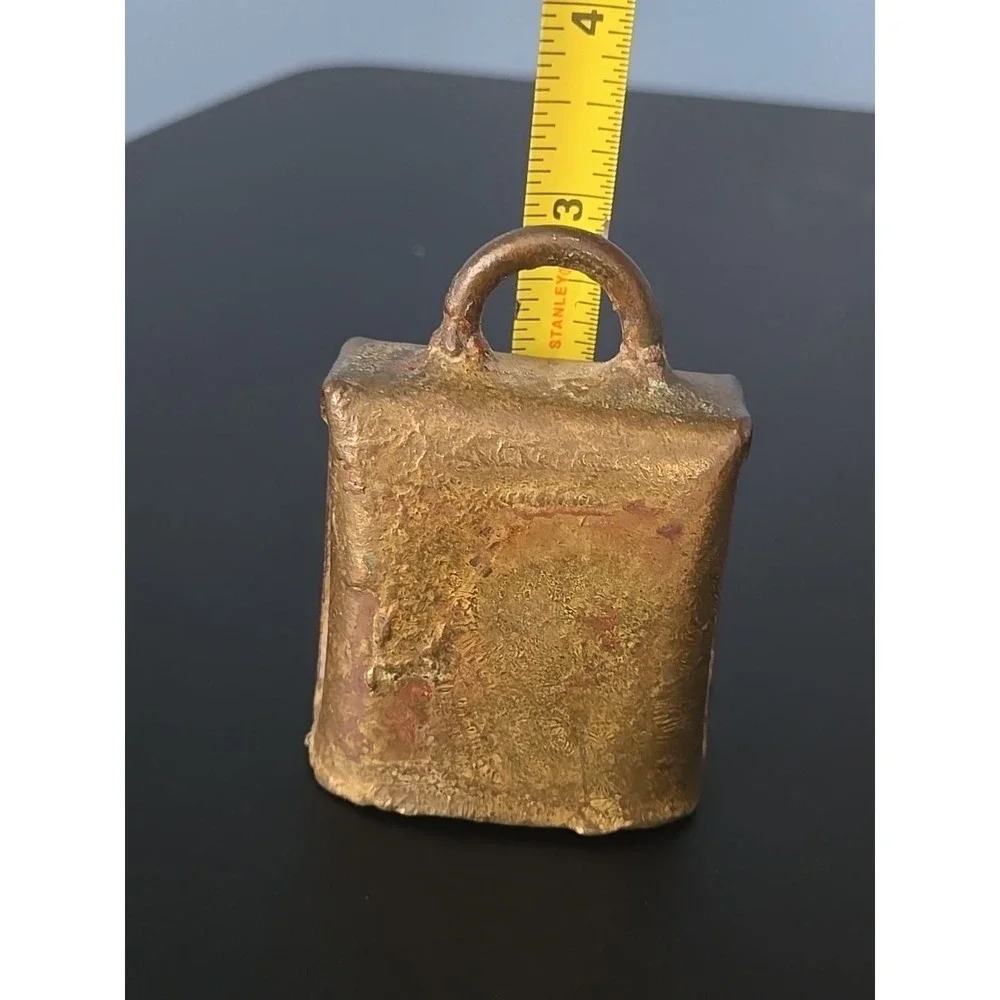 Vintage Brass Cow Bell, Rustic Handcrafted, Fold Over Rivets, 3