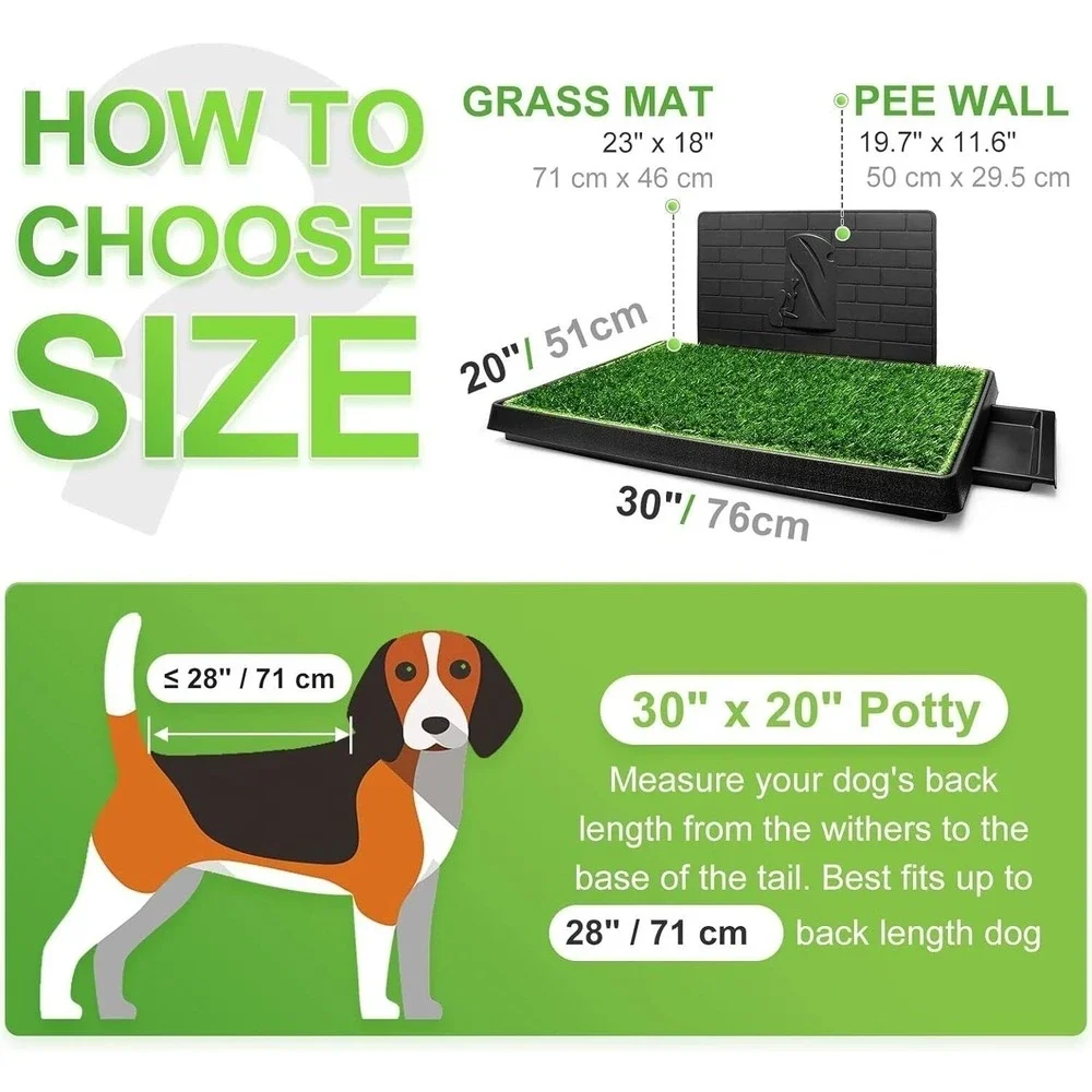 Hompet Dog Grass Pad with Tray 30x20 Large Reusable Artificial Turf Puppy‎ Potty