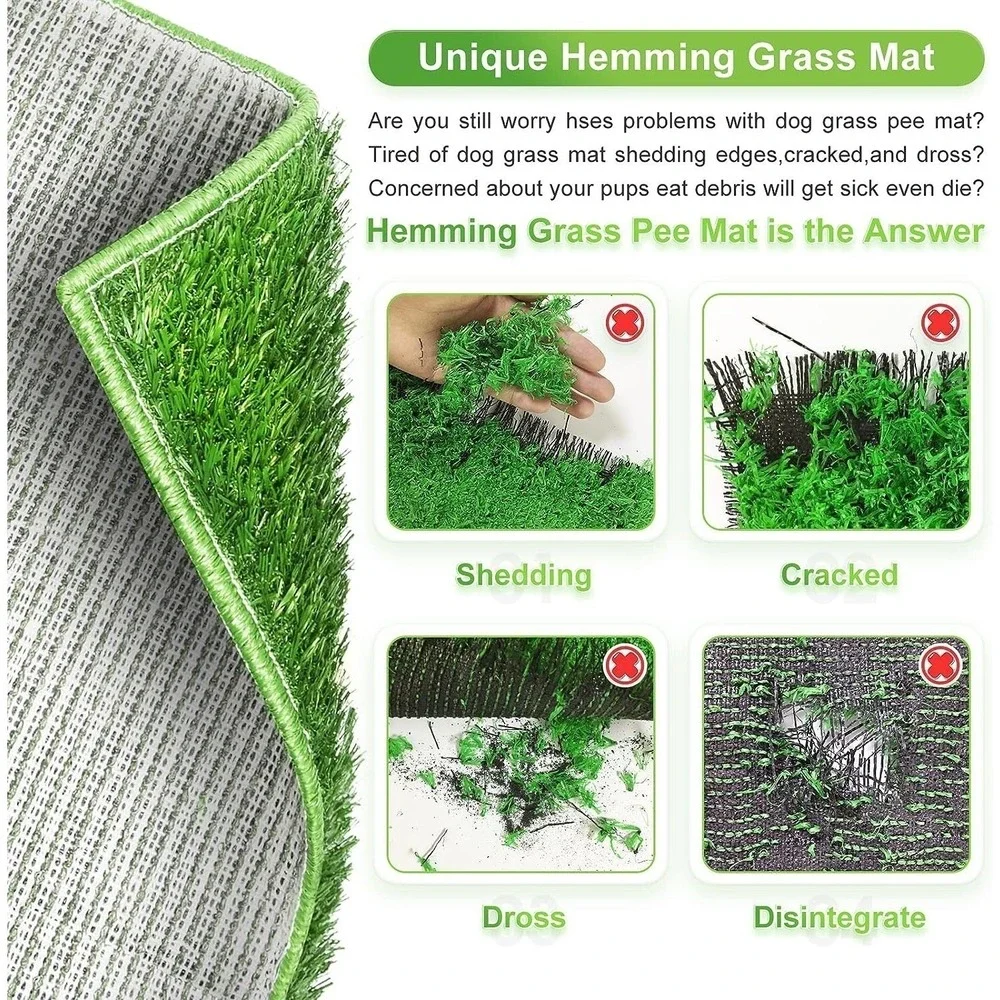 Hompet Dog Grass Pad with Tray 30x20 Large Reusable Artificial Turf Puppy‎ Potty