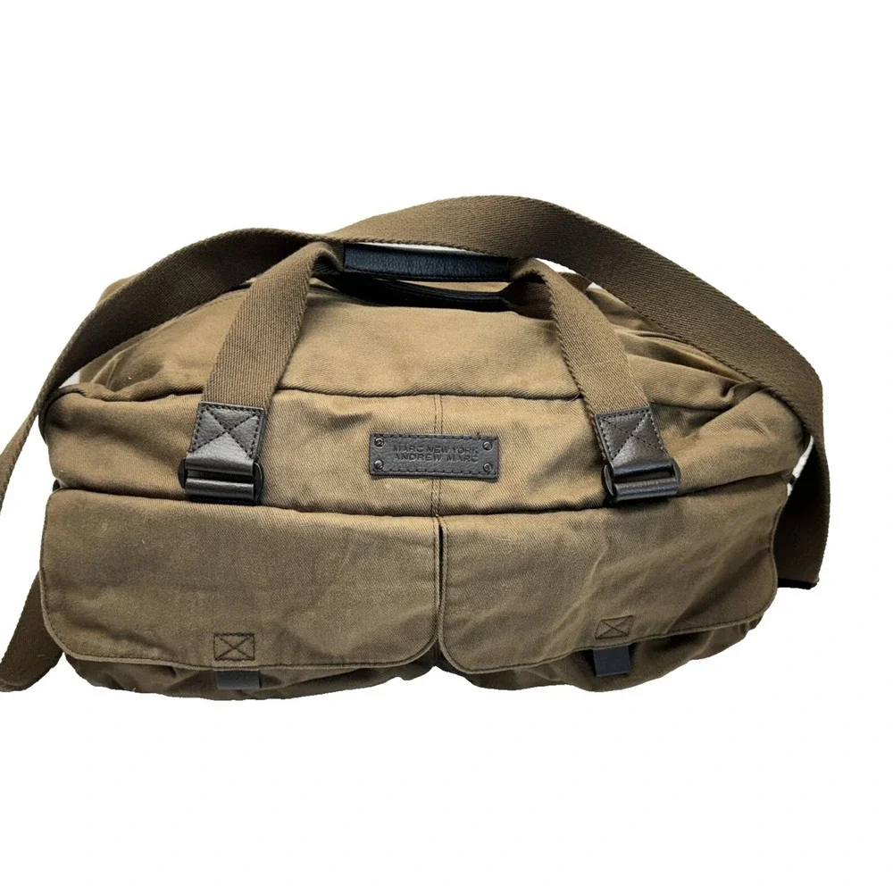 Marc New York Essex Men's Duffel Bag, Tan, Andrew Marc Canvas Leather